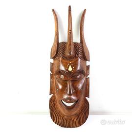 MASCHERA LEGNO TRIBALE AFRICANA 48 CM VINTAGE