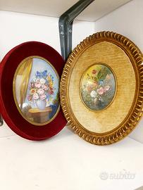 coppia dipinti olio ovali 