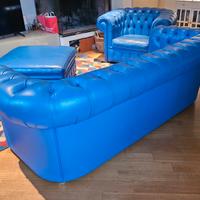 PELLE Divano e puff mod. Chesterfield {replica} 