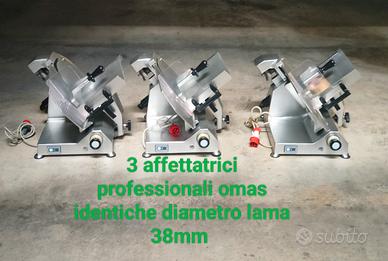 3 affettatrici professionali OMAS lama  38°