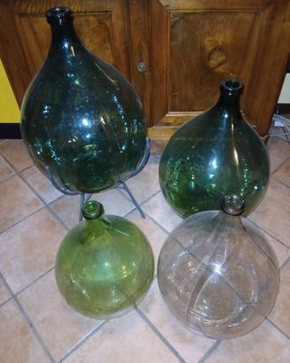 4 damigiane in vetro