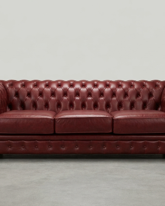 Chester 3 posti LETTO in pelle vintage lucida wine