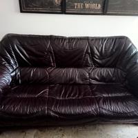 Divano + 2 poltrone vintage in pelle