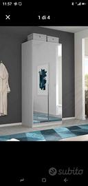 Armadio con Ante a specchio Grigio, 91x210x54