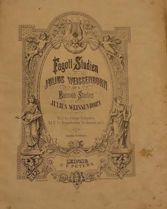 Antico spartito libro di studio del fagotto 1800