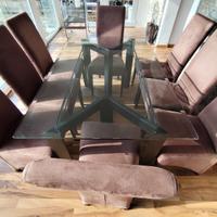  tavolo in cristallo con 8 sedie