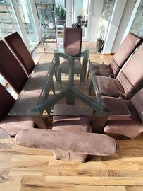  tavolo in cristallo con 8 sedie