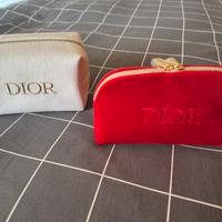 2 Pochette Dior beauty bianca e rossa in velluto