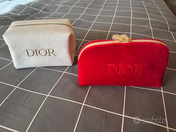 2 Pochette Dior beauty bianca e rossa in velluto