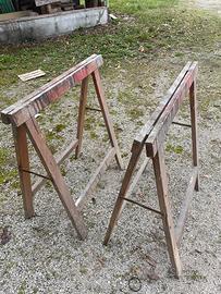Coppia cavalletti da lavoro in legno