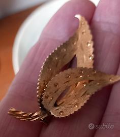 Spilla doppia foglia d'epoca