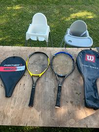 2 racchette da tennis Fischer  + wilson con custo