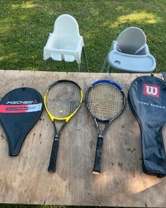 2 racchette da tennis Fischer  + wilson con custo