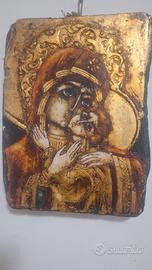 Icona sacra Madonna con bambino in stile bizantino