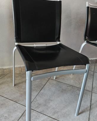 Sedie Bontempi Net in pelle nera x6
