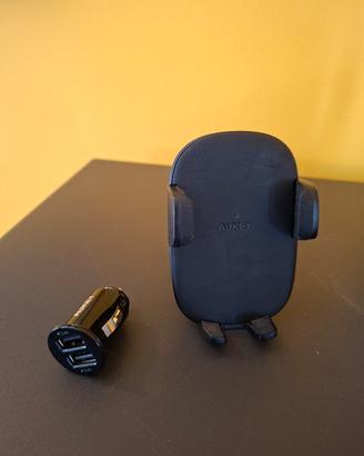 Caricatore e supporto cellulare auto