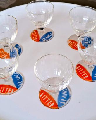 6 bicchierini modernariato logo Bitter Branca