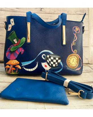 borsa dipinta a mano Alice Wonderland