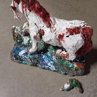 Scultura cavallo in ceramica