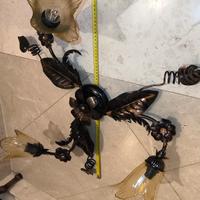 Plafoniera vintage 3 luci in ferro/metallo modella