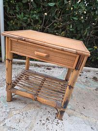 Comodino vintage bamboo rattan anni 70 stile tropi