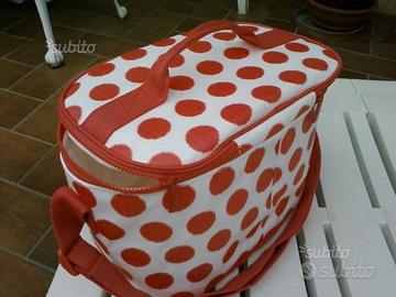 Borsa termica bianca a pois rossi