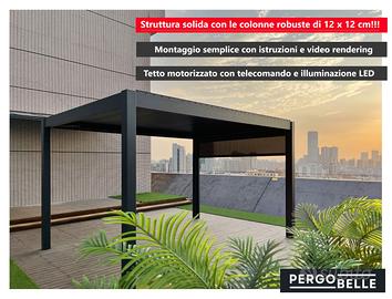 Pergola DELUXE PRO+ 3x3m Tetto Motorizzato con Led