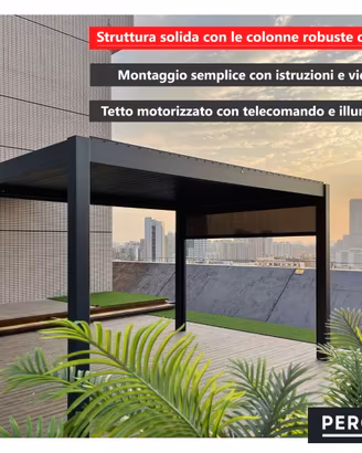 Pergola DELUXE PRO+ 3x3m Tetto Motorizzato con Led