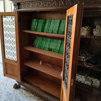 grande libreria d'epoca, legno pregiato massello