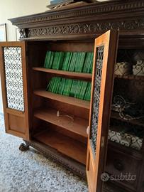 grande libreria d'epoca, legno pregiato massello