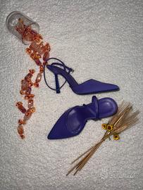 Tacchi Viola a punta Bershka, con Cinturino tg. 38