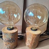 2 portalampade in base legno