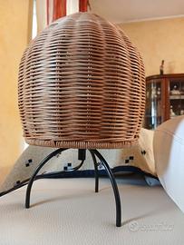 Lampada da tavolo vintage anni'60/70 in vimini e r