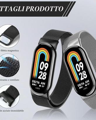 Cinturino in acciaio per Xiaomi Smart Band 8 e 9.