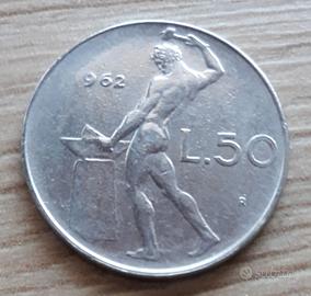 Moneta 50 lire errore conio 1962
