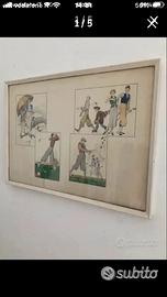 Stampa vintage giocatori golf cornice legno