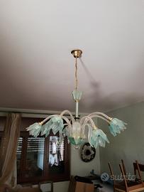 lampadario murano 5 luci verde