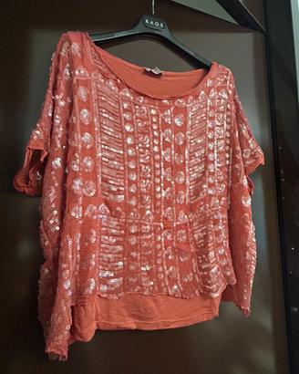Top donna paillettes Teenty Easy Kaos tg XS vest.M