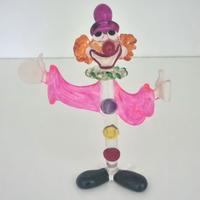 Clown in vetro di Murano pagliaccio vintage statua