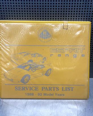 LOTUS ESPRIT CATALOGO RICAMBI SERVICE PARTS LIST 1