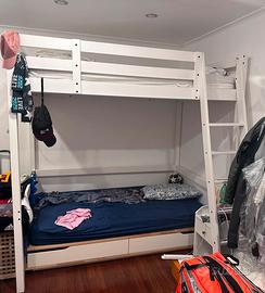 Ikea stora+malm 140x200 con 2 cassetti e 2 materas