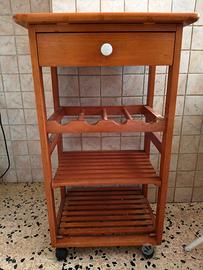 Mobiletto in legno con ruote per cucina