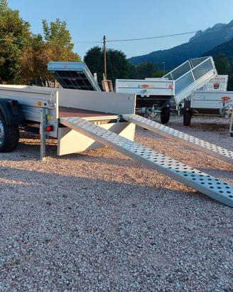 Carrello rimorchio auto doppio asse con rampe