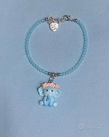 BRACCIALE ELEFANTE AZZURRO FATTO A MANO