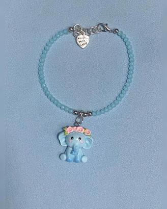 BRACCIALE ELEFANTE AZZURRO FATTO A MANO