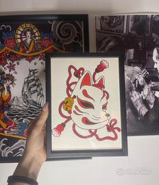 Tavola  Tattoo Flash - Maschera Giapponese Kitsune