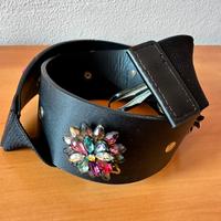 Cintura Zara - nera con fiori gioiello