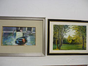 Coppia di quadri " Plein Air " olio e tempera