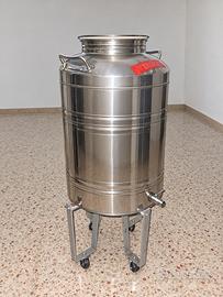 Serbatoio in acciaio inox con rubinetto e ruote
