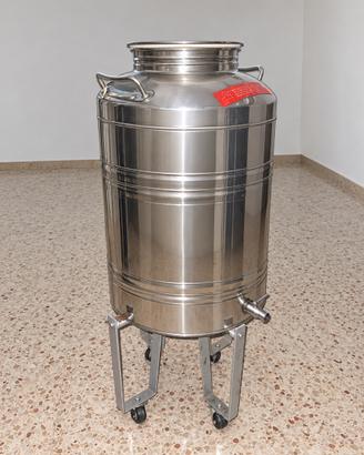 Serbatoio in acciaio inox con rubinetto e ruote